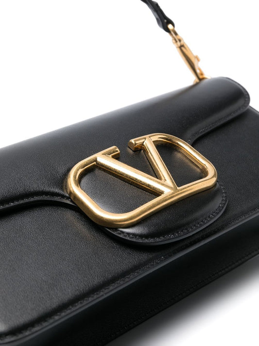 Valentino Garavani V logo plaque Locò leather shoulder bag