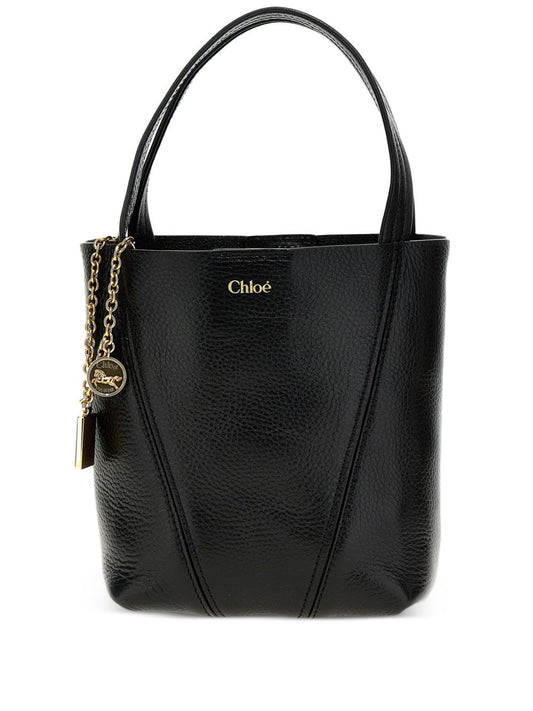 Chloé Spin Small Tote Bag In Grained Leather