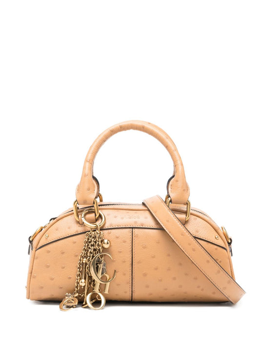 Chloé Bowling Bag In Ostrich-Effect Leather