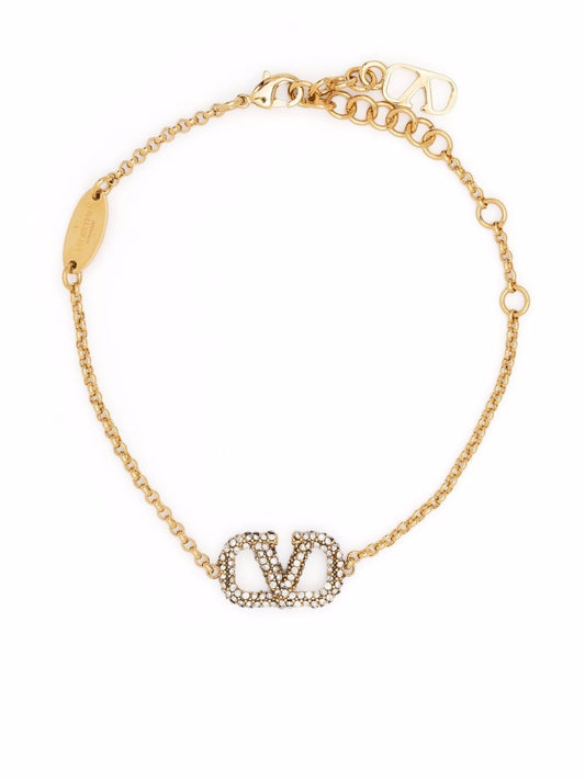 Valentino Garavani-Vlogo Signature Bracelet In Metal And Swarovski® Crystals