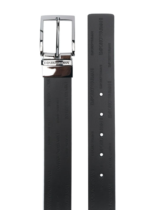 Emporio Armani Exclusive Reversible Leather Belt With All-Over Embossed Lettering