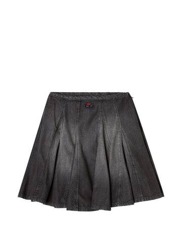 Diesel Short pleated skirt in lightweight denim