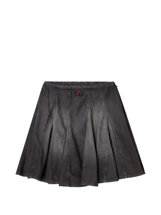 Diesel Short pleated skirt in lightweight denim