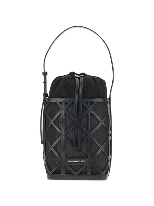 Emporio Armani Exclusive Leather And Mesh Bucket Bag