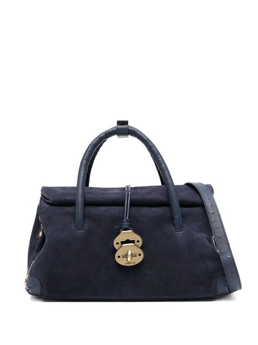 Zanellato Dotta® Baby Bag In Zashmere® Leather & Cactus Sideral Blue