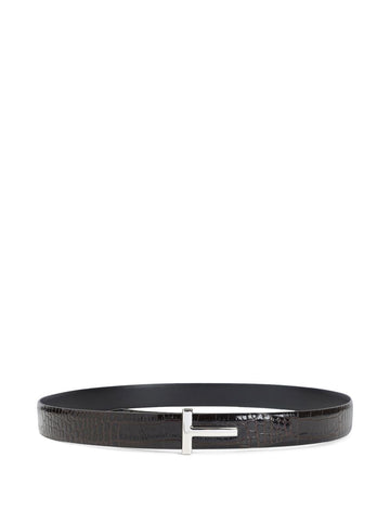 Tom Ford T-shaped buckle silver-tone hardware Leather belt