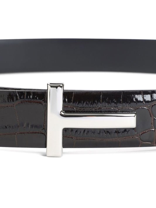 Tom Ford T-shaped buckle silver-tone hardware Leather belt