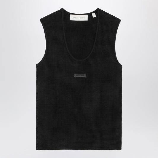 Fear of God Essentials Black tank top in stretch Waffle fabric