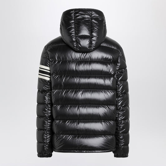 Moncler Black nylon laqué zip down jacket