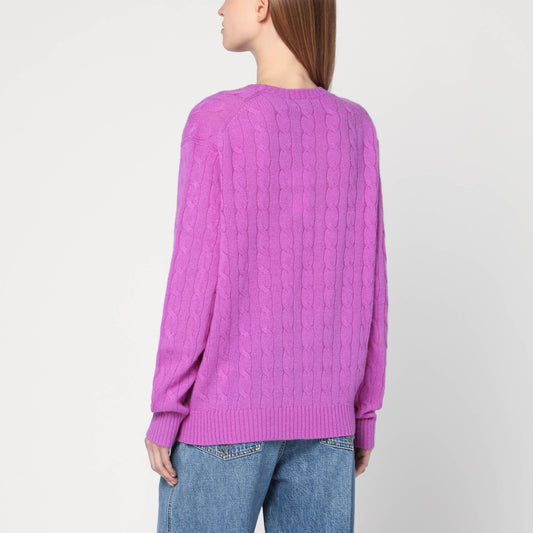 Polo Ralph Lauren Purple cable-knit sweater in wool and cashmere