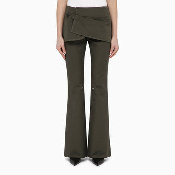 Courreges Courrèges Military green cotton mini skirt trousers