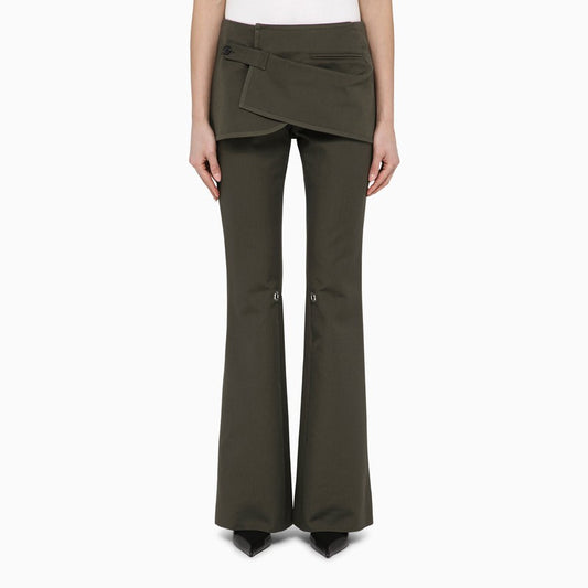 Courreges Courrèges Military green cotton mini skirt trousers