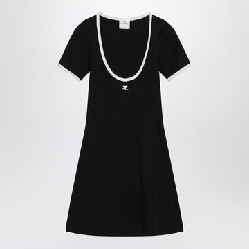 Courreges Courrèges White/black mini dress in cotton