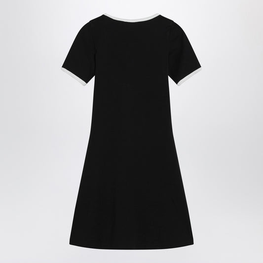 Courreges Courrèges White/black mini dress in cotton