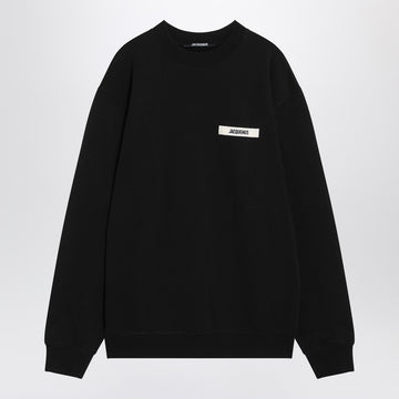 JACQUEMUS Black crew neck cotton sweatshirt