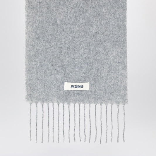 JACQUEMUS Grey scarf in alpaca and mohair