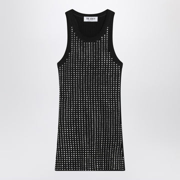 The Attico Black sleeveless cotton top with crystals