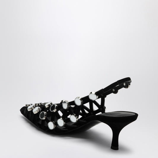 The Attico Black Grid Slingback