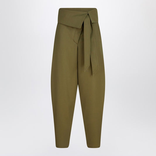 The Attico Military green wool gabardine trousers