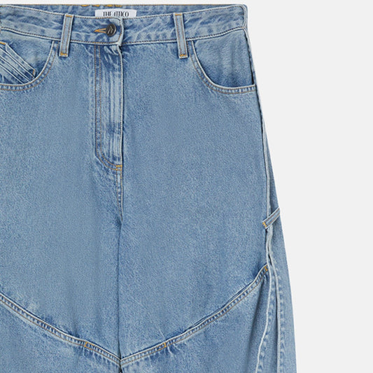 The Attico Wide light blue jeans with ribbons