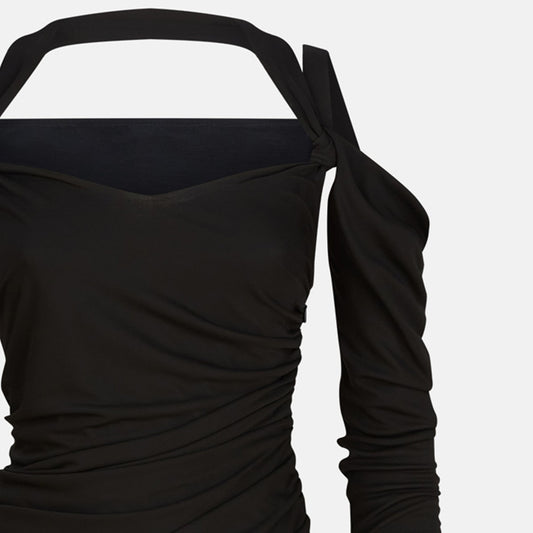 The Attico Black midi dress in viscose crêpe