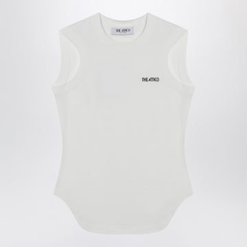 The Attico White tank top with shaped hem