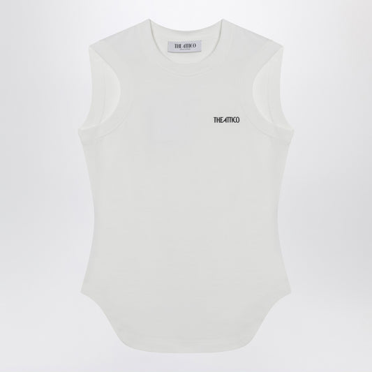 The Attico White tank top with shaped hem