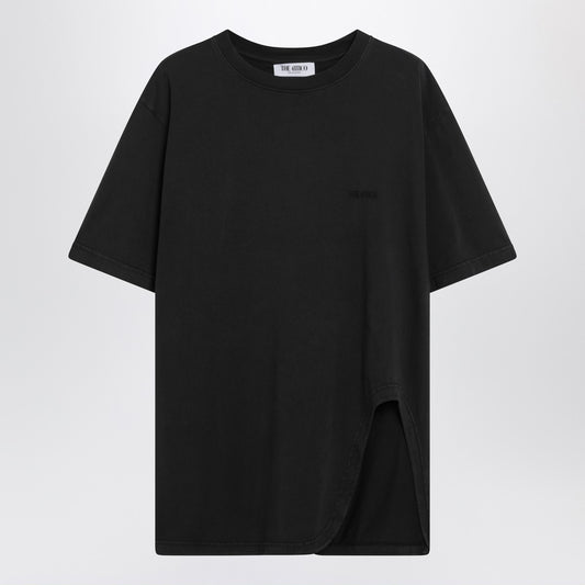 The Attico Black washed T-shirt with shaped hem