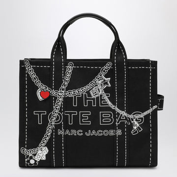 Marc Jacobs The Small Tote Bag nera in canvas with designs