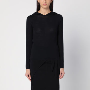 Courreges Courrèges Light wool black hooded sweater