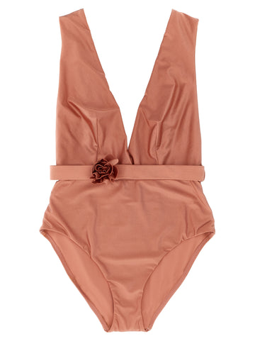 Zimmermann Lucky Plunge Flower One-piece Swimsuit