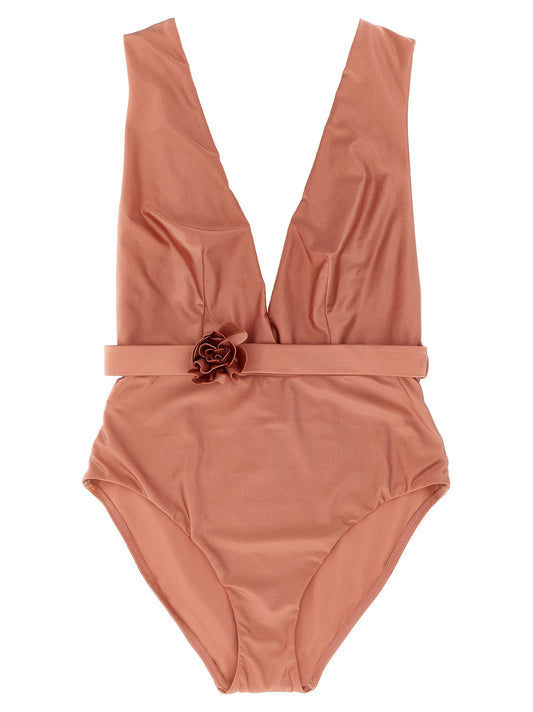 Zimmermann Lucky Plunge Flower One-piece Swimsuit