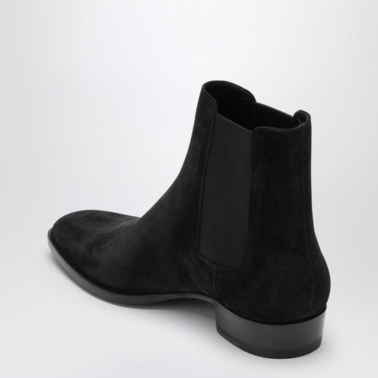 Saint Laurent Wyatt 30 black suede ankle boot