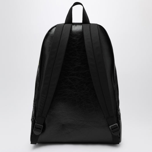 Balenciaga Black Explorer backpack in leather with printed stickers
