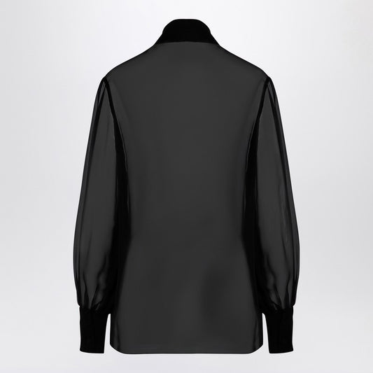 Valentino Semi-transparent black silk chiffon shirt
