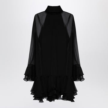 Valentino Semi transparent black silk dress