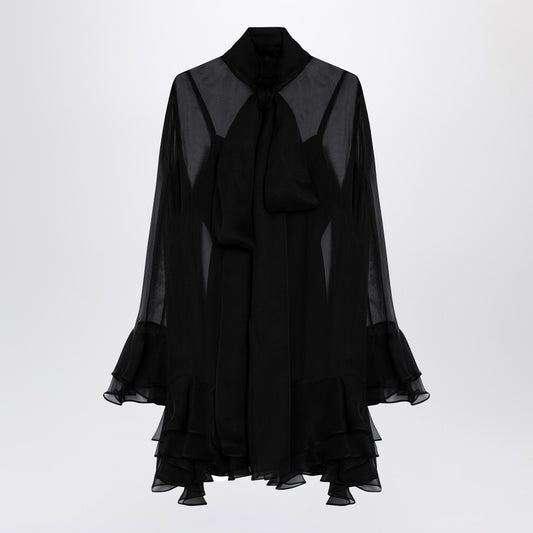 Valentino Semi transparent black silk dress