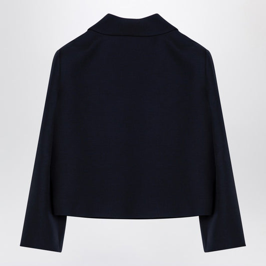 Valentino Single-breasted navy wool crop jacket