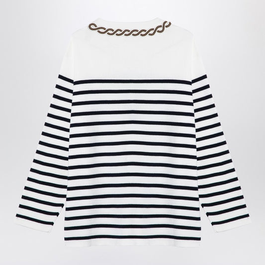 Valentino Ivory/navy striped jersey with embroidery