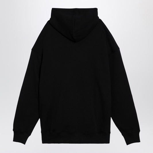 Valentino Black cotton hooded sweatshirt with V detail
