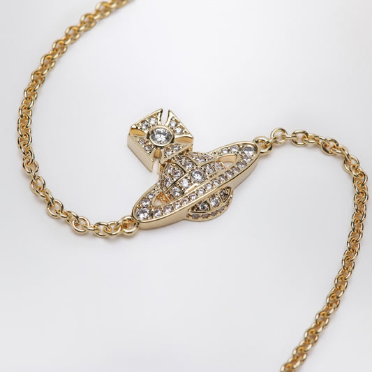 Vivienne Westwood Gold Orb logo bracelet with crystals