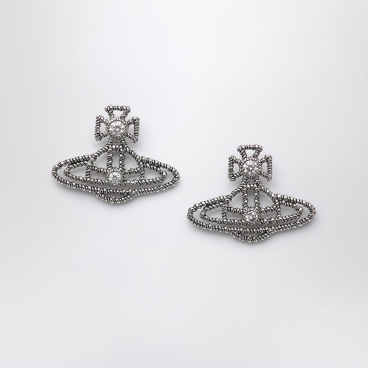 Vivienne Westwood Platinum Orb logo earrings