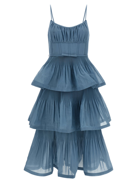 Zimmermann Pleated Tiered Midi Dress