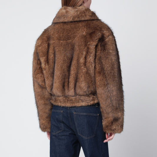STAND STUDIO Brown faux-fur bomber