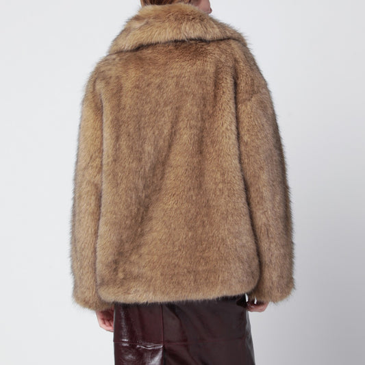 STAND STUDIO Light brown short faux-fur jacket