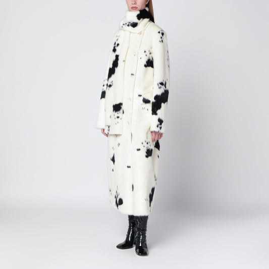 STAND STUDIO Double-breasted faux-fur coat with cow pattern