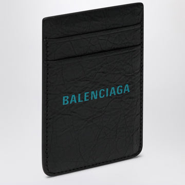 Balenciaga Black vertical card holder with logo print
