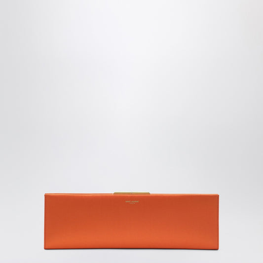 Saint Laurent Midnight Clutch Large in Orange Satin