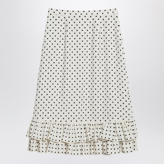 Valentino Ivory polka-dot skirt with ruffles