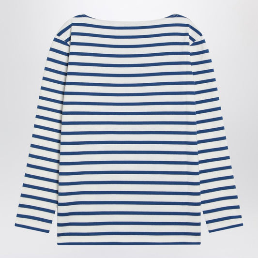 Ivory t-shirt with blue stripes Chez Valentino